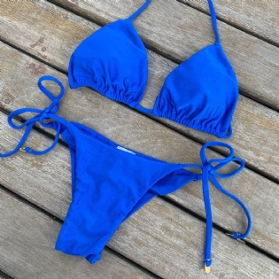 Biquini Cortininha Azul Bic Calcinha Fio Duplo Lacinho